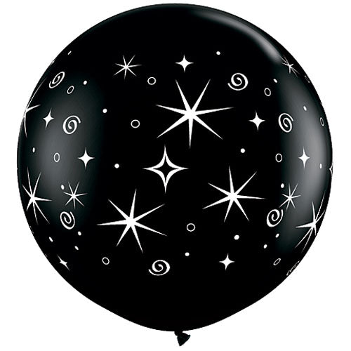 Qualatex Balloons Sparkle & Swirls Onyx Black 36"