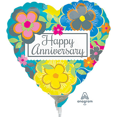 Bright Floral Anniversary Balloons 9in.