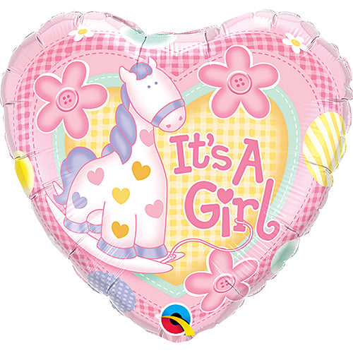 It's A Girl Soft Pony Balloons 9in.