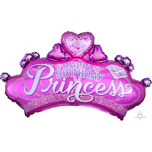 Birthday Princess Crown & Gem Balloons 32in.