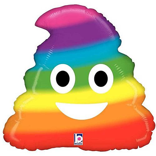 Emoji Smiley Rainbow Poo Shape Balloons 20"