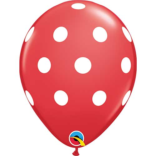 Qualatex Balloons Big Polka Dots Red w/ White 11" E234