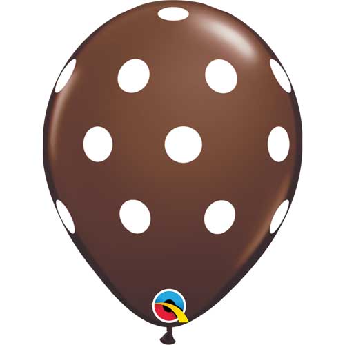 (Closeout) Qualatex Balloons Big Polka Dots Chocolate Brown 11" E242