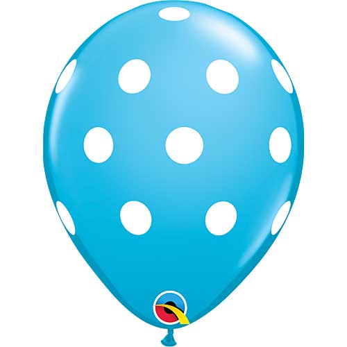 (Closeout) Qualatex Balloons Big Polka Dots Robin's Egg Blue 11" E238