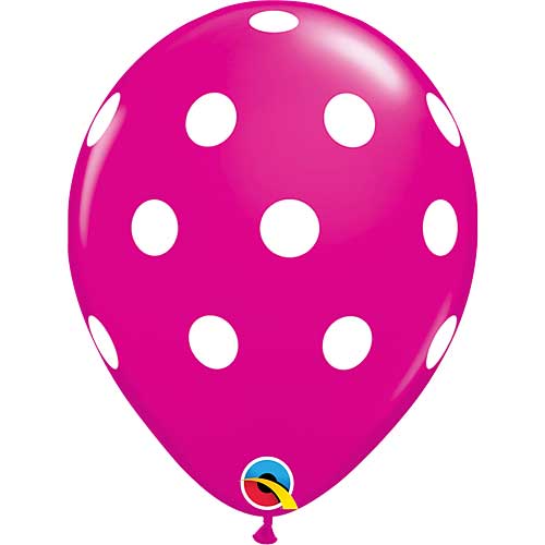 (Closeout) Qualatex Balloons Big Polka Dots Wild Berry 11" E241