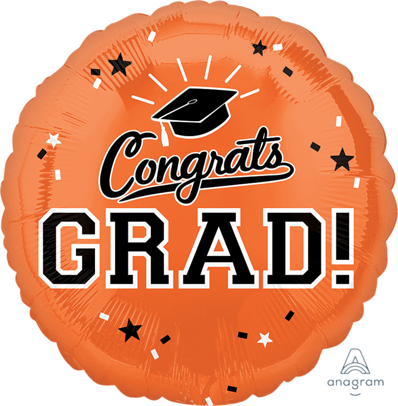 Congrats Grad Orange Balloons 18"
