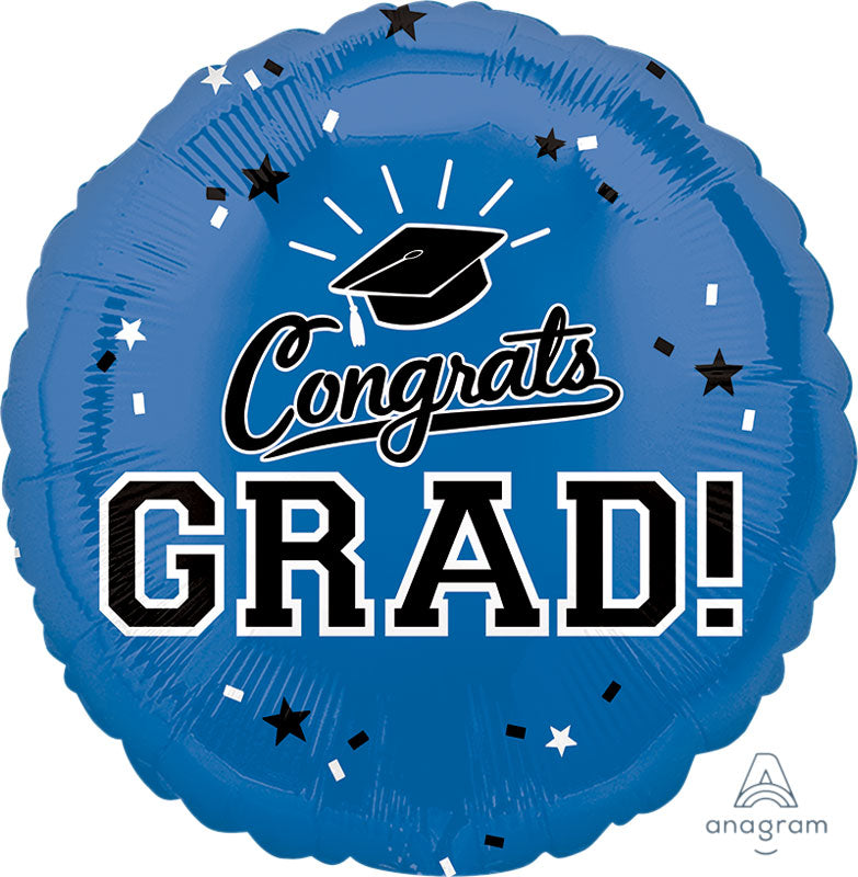 Congrats Grad Blue Balloons 18"