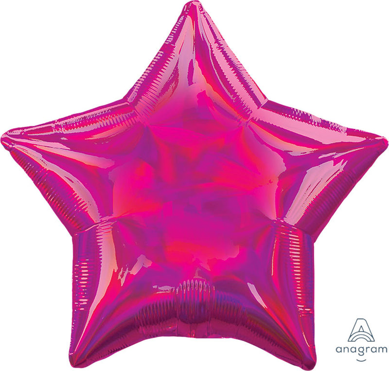 Iridescent Magenta Foil Star Balloons 18"