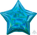 Iridescent Blue Cyan Foil Star Balloons 18"