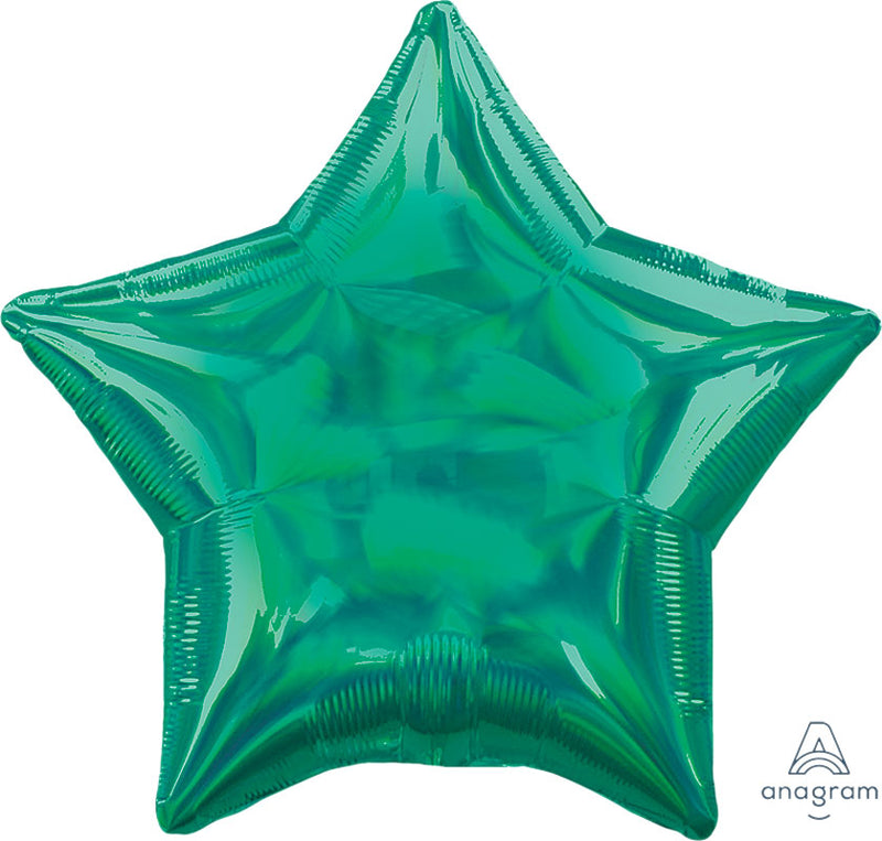 Iridescent Green Foil Star Balloons 18"