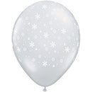 Qualatex Balloons Snow Flakes On Diamond Clear 5"