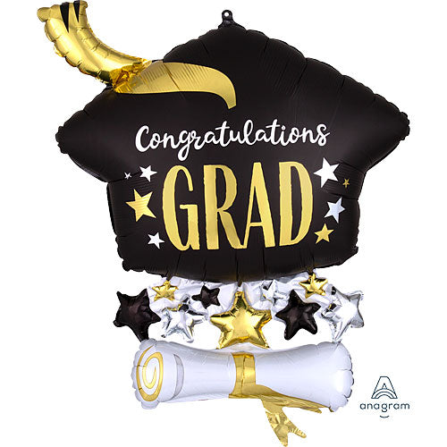 Grad Satin Cap & Diploma Balloons 25"