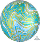 Blue Green Marblez Orbz Balloons 15" 1pc.