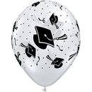 (Closeout) Qualatex Balloons Grad Caps On Diamond Clear 11"