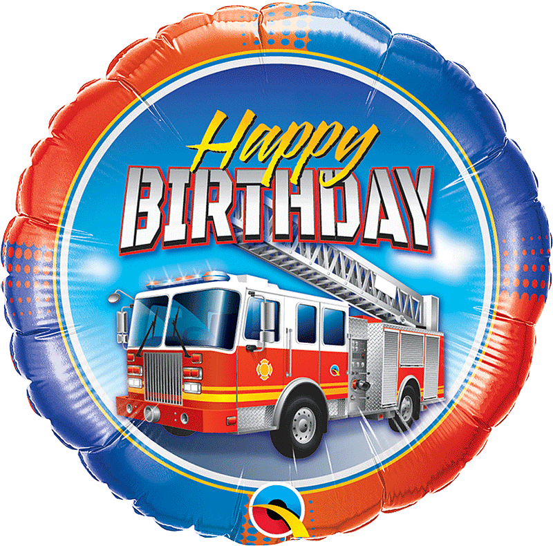 Birthday Fire Truck Balloons 18in. A110