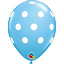 (Closeout) Qualatex Balloons Big Polka Dots Pale Blue 11"