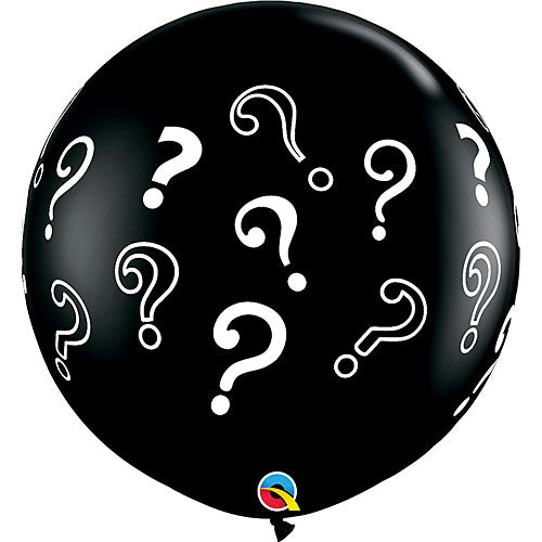 Qualatex Balloons Gender Reveal Question Marks on Onyx Black 36" F045