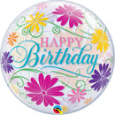 (Closeout) Birthday Flowers Bubble Balloons 22in.