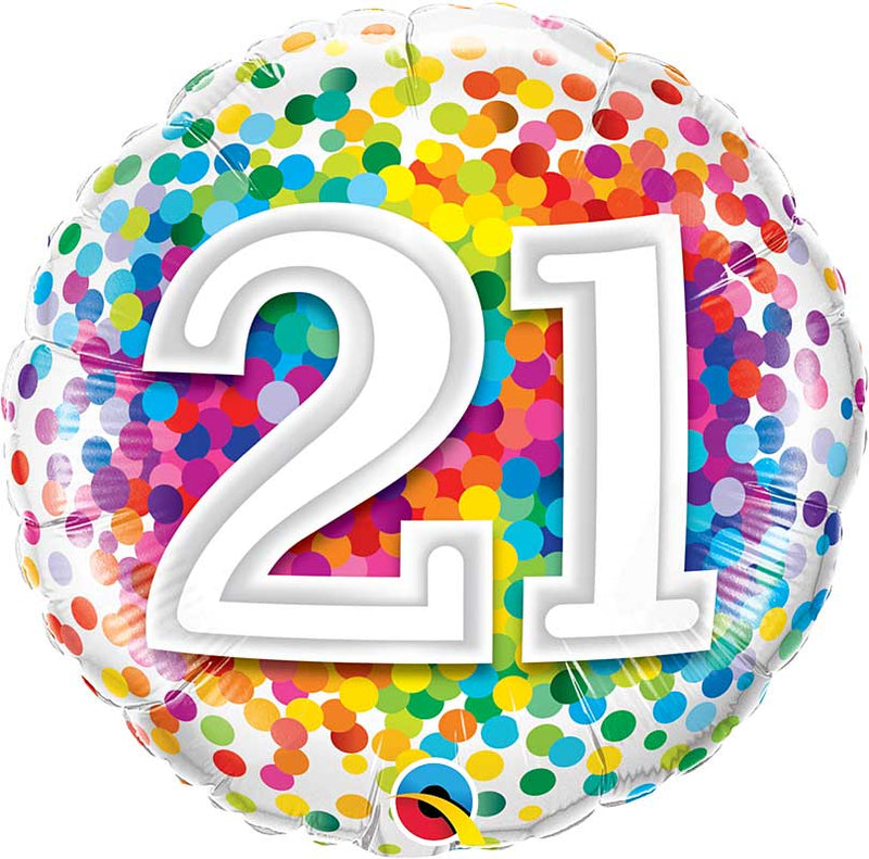 21 Rainbow Confetti Dots Birthday Balloons 18in.