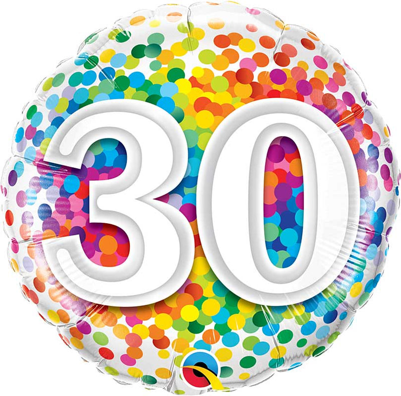 30 Rainbow Confetti Dots Birthday Balloons 18in.