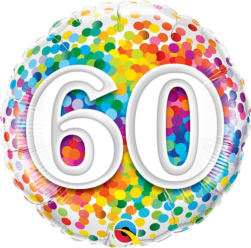 60 Rainbow Confetti Dots Birthday Balloons 18in.