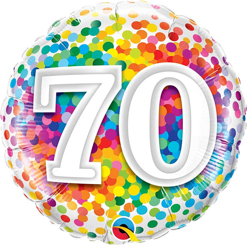 70 Rainbow Confetti Dots Birthday Balloons 18in.