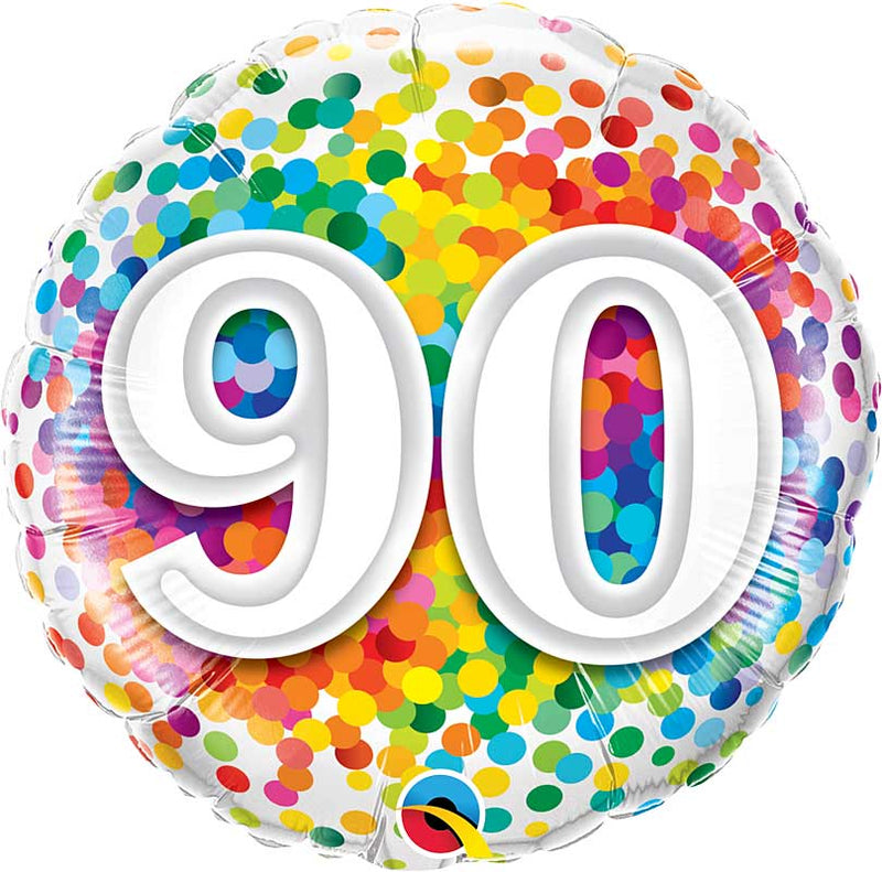 90 Rainbow Confetti Dots Birthday Balloons 18in.