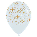 Sempertex Balloons Golden Diamonds on White 11"
