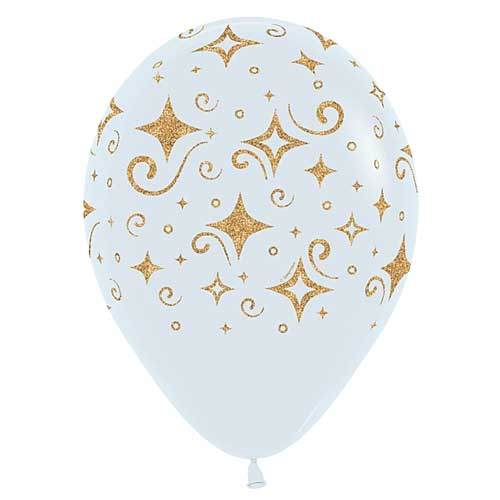 Sempertex Balloons Golden Diamonds on White 11"