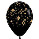 Sempertex Golden Diamonds on Black Balloons 11"