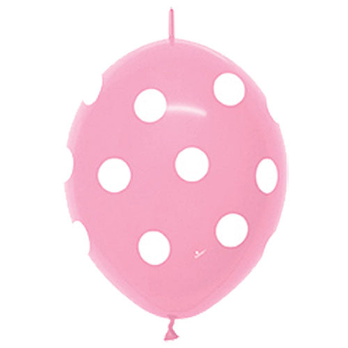 (Closeout) Sempertex Balloons Pink Polka Dot Link-O-Loon 12"