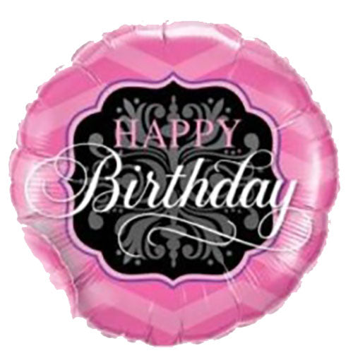 Birthday Pink & Black Balloons 9in.