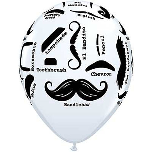 (Closeout) Qualatex Balloons Mustache Styles On White 11"
