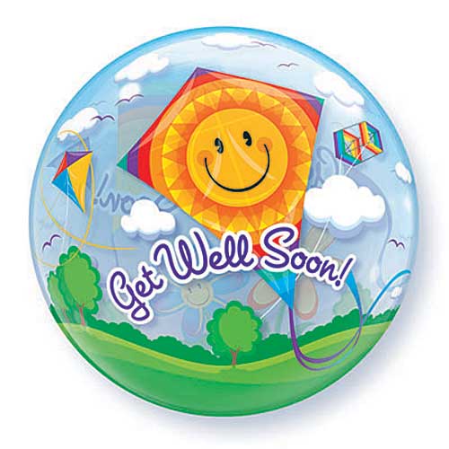 (Closeout) Get Well Soon Kites Bubble Balloons 22in.