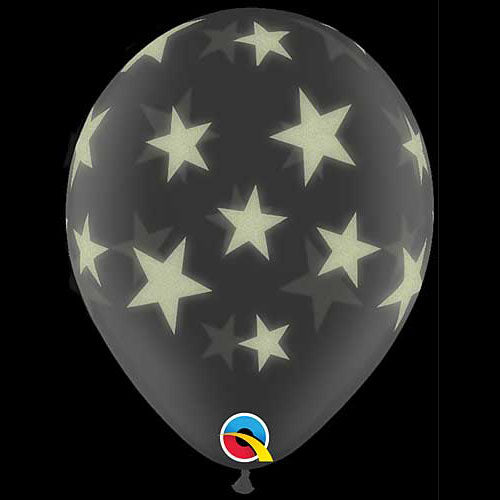 Qualatex Balloons Glow In The Dark Stars On Diamond Clear 11" E205