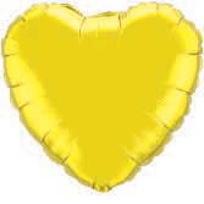 Citrine Yellow Foil Heart Balloons Size Selections
