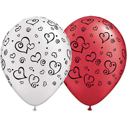 Qualatex Balloons Swirl Hearts 11" E208