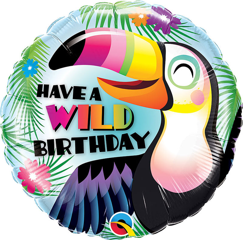 Tropical Toucan Wild Birthday Balloons 18in.