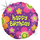Happy Birthday Flowers Balloons 4in.