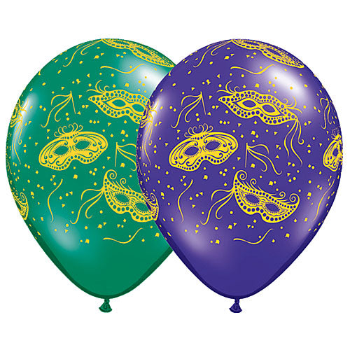 (Closeout) Qualatex Balloons Mardi Gras Masks 11" E168