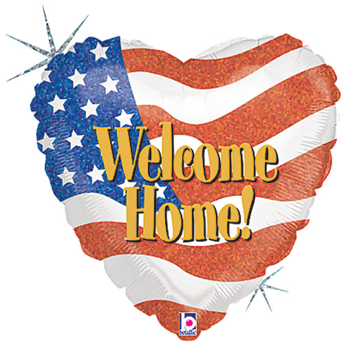 Welcome Home Patriotic Heart Balloons 18"