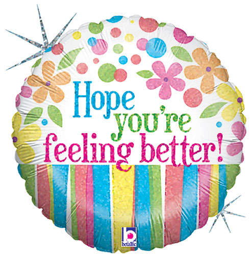 Hope You're Feeling Better Flowers Balloons 18"