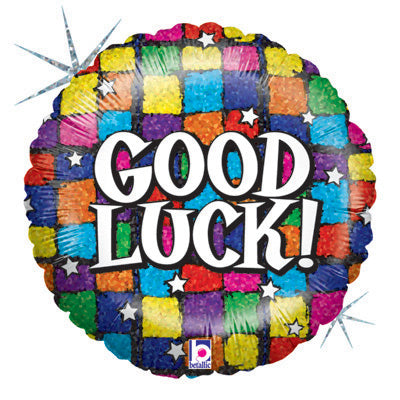 Good Luck Squares Holographic Balloons 18"