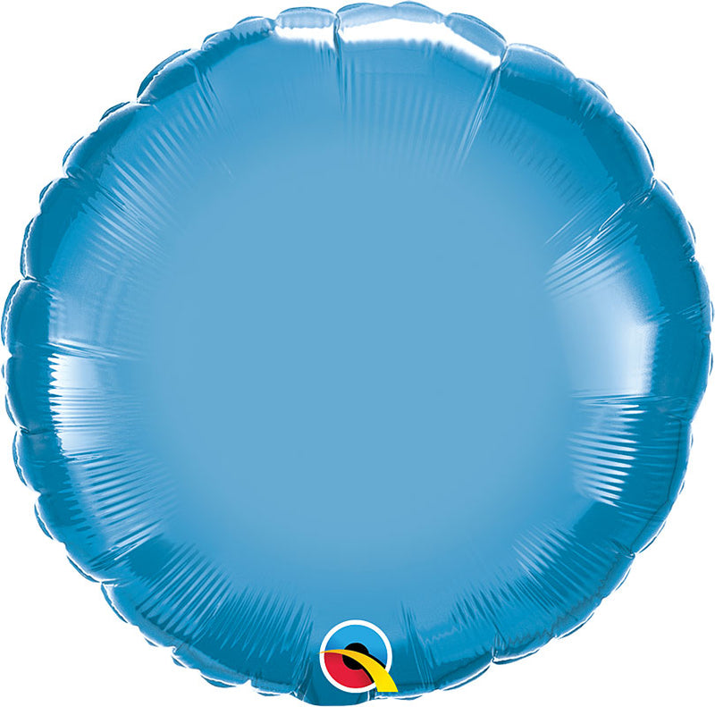 Chrome Blue Foil Round Balloons 18"