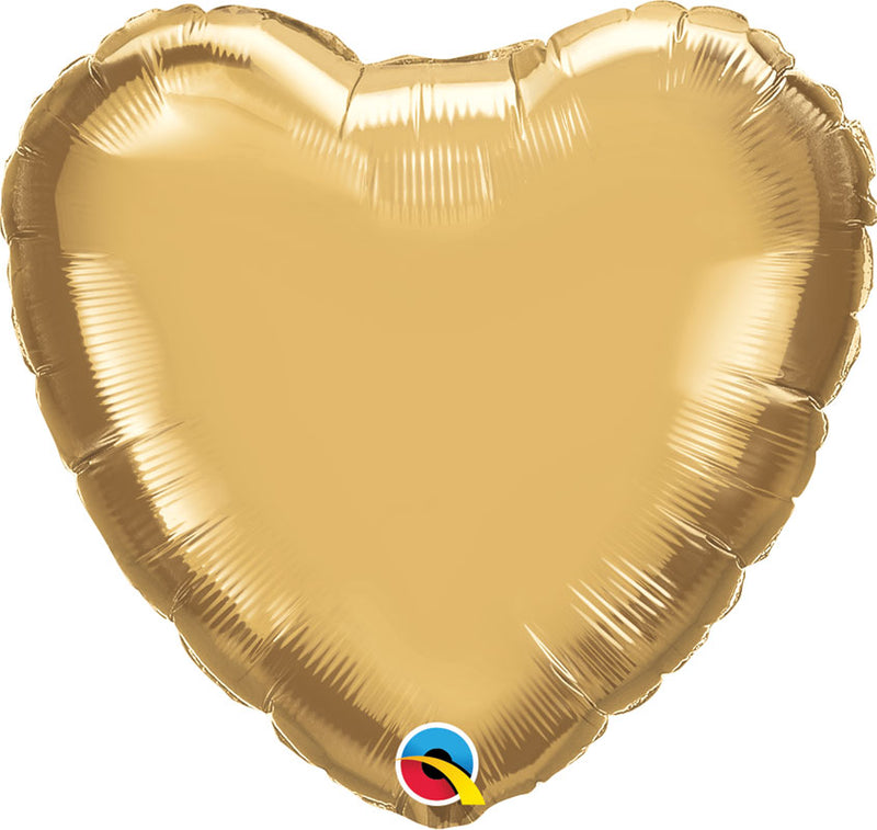 Chrome Gold Foil Heart Balloons 18"