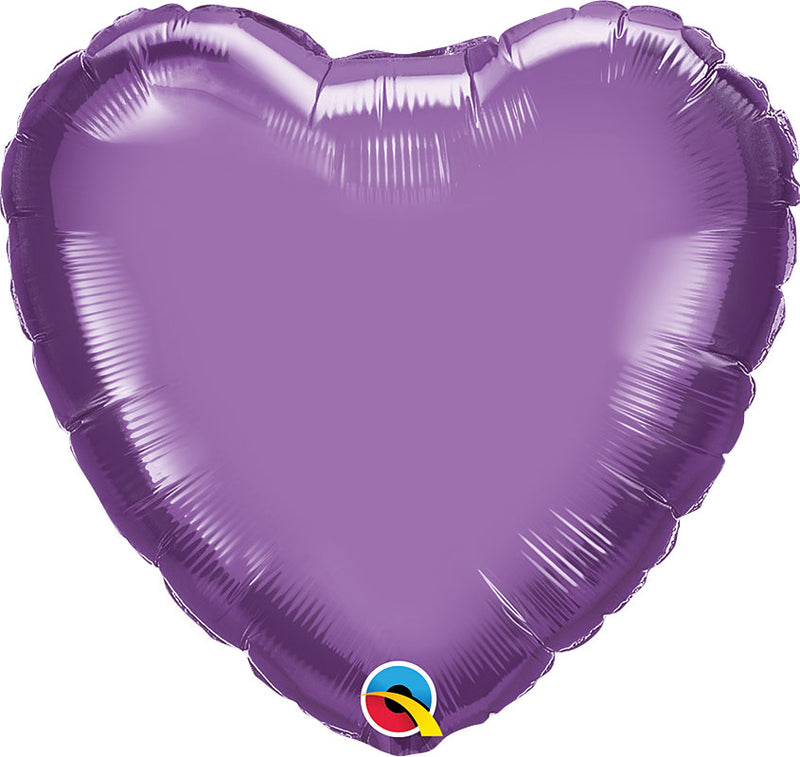 Chrome Purple Foil Heart Balloons 18"