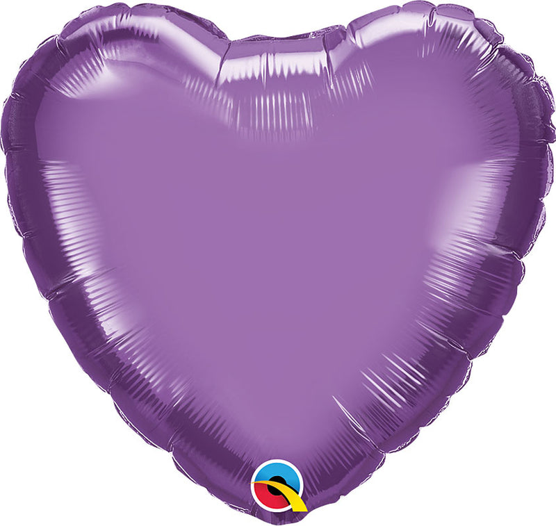 (Closeout) Chrome Purple Foil Heart Balloons 18"