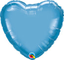 (Closeout) Chrome Blue Foil Heart Balloons 18"