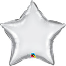 (Closeout) Chrome Silver Foil Star Balloons 18"