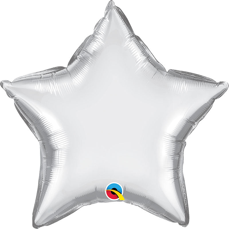 Chrome Silver Foil Star Balloons 18"